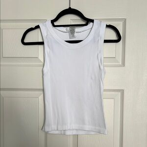 Aritzia Seamless White Ribbed Tank Top